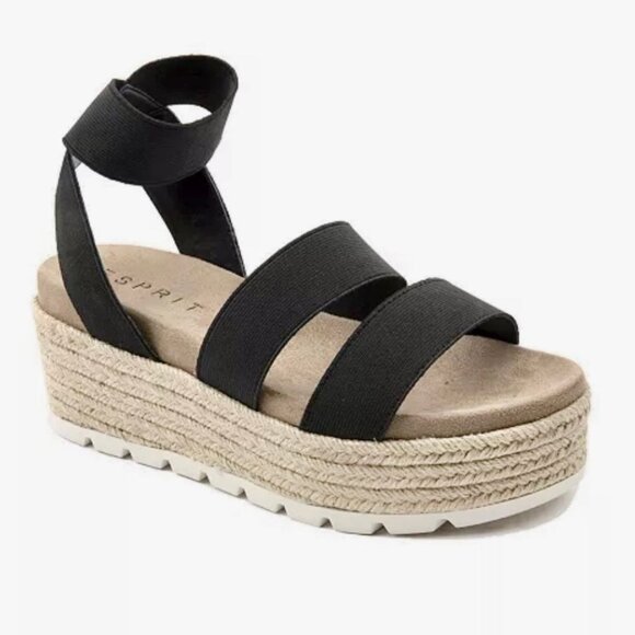 ESPRIT ALLISON Women's Flatform Espadrille Heels Sandals Black Size 10 - Picture 2 of 6